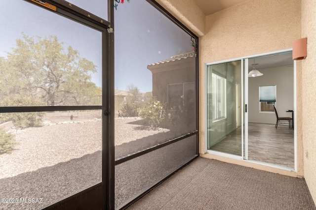 view of unfurnished sunroom