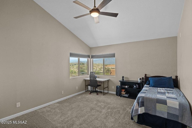 14171 N Gibson Trl, Tucson, AZ 85755 - carpeted bedroom with vaulted ceiling, baseboards, and ceiling fan