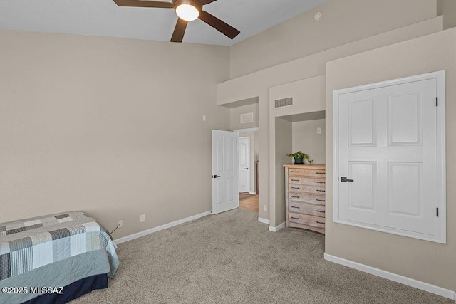 14171 N Gibson Trl, Tucson, AZ 85755 - carpeted bedroom featuring baseboards, vaulted ceiling, and ceiling fan