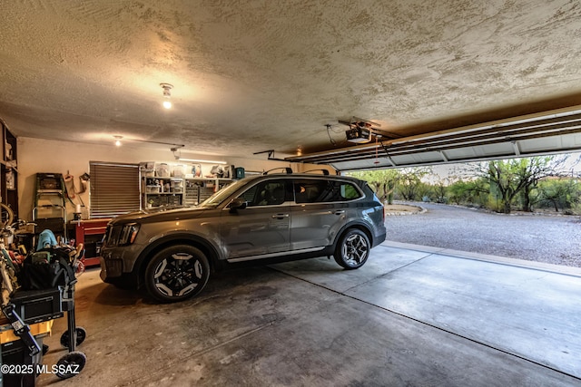 garage with a garage door opener