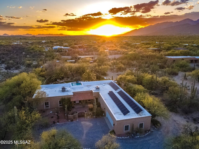 aerial view with a mountain view