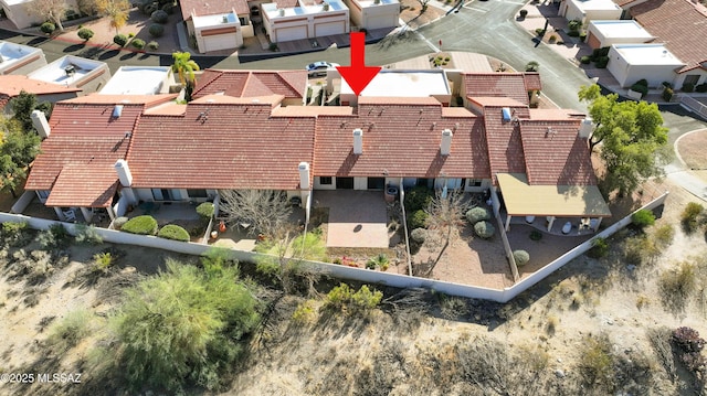 aerial view with a residential view