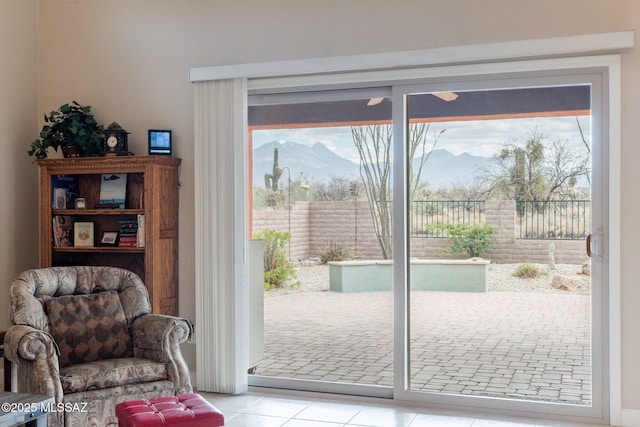 2740 E Ponce Ct, Green Valley, AZ 85614 - doorway featuring a mountain view and light tile patterned floors