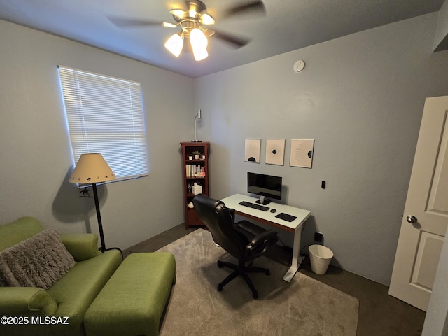 home office with ceiling fan