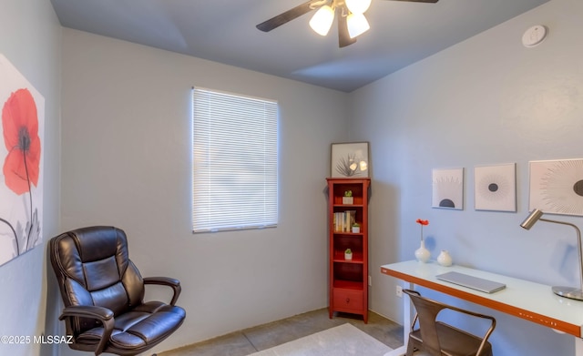 office featuring a ceiling fan