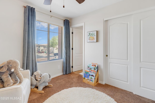 29 W Camino Rancho Viejo, Sahuarita, AZ 85629 - rec room featuring carpet floors, a ceiling fan, and baseboards