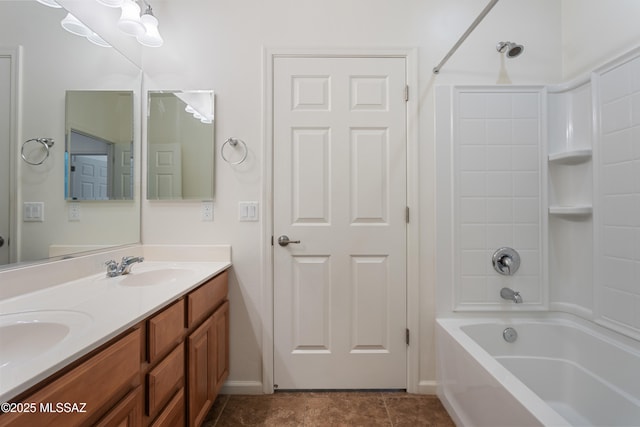 11413 E Squash Blossom Loop, Tucson, AZ 85747 - full bath with shower / bath combination, double vanity, baseboards, and tile patterned floors