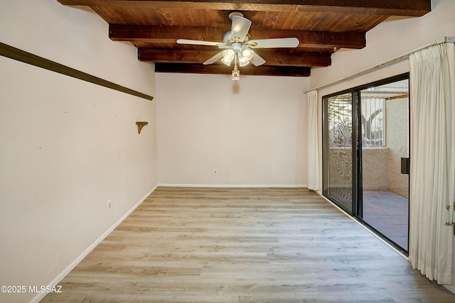 810 E Placita Leslie, Tucson, AZ 85718 - unfurnished room with ceiling fan, beam ceiling, wooden ceiling, and wood finished floors