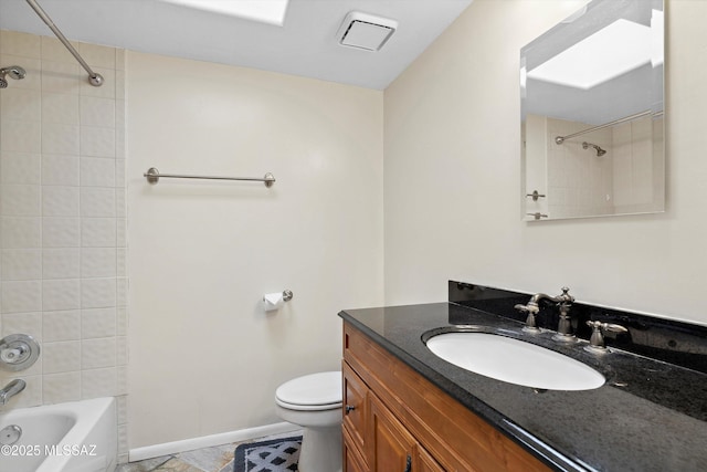 11846 N Copper Butte Dr, Oro Valley, AZ 85737 - full bath with toilet, vanity, shower / bath combination, tile patterned flooring, and baseboards