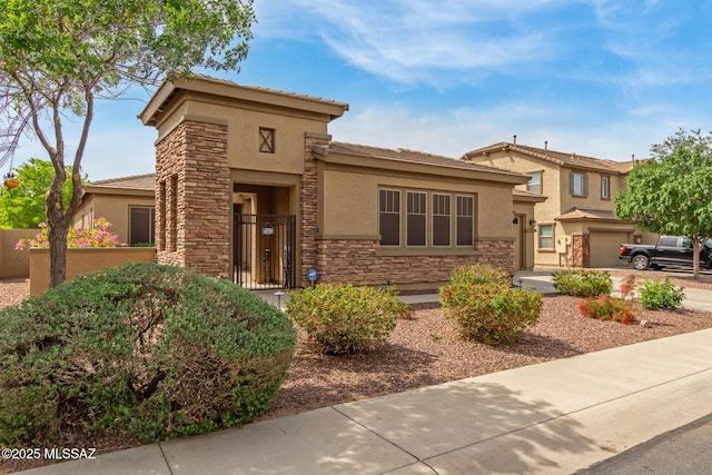 1933 E Lafayette Ave, Gilbert, AZ 85298 - prairie-style home featuring stone siding and stucco siding