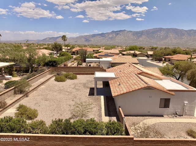 bird's eye view featuring a mountain view and a residential view