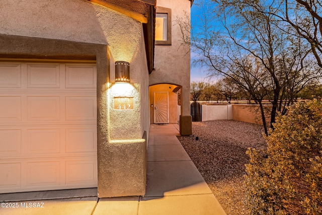 442 E Placita Cordel, Sahuarita, AZ 85629 - entrance to property with stucco siding, a garage, and fence