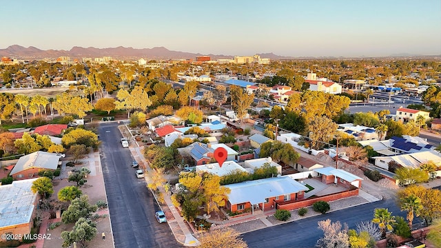 bird's eye view with a mountain view and a residential view
