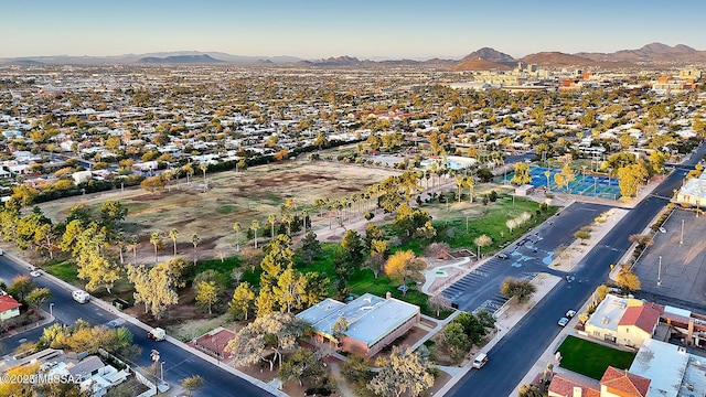 drone / aerial view with a mountain view