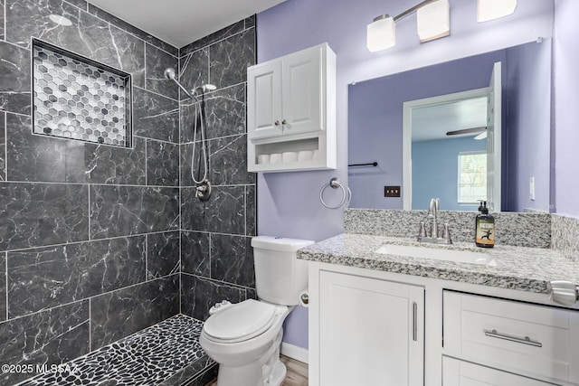 1239 N Beverly Ave, Tucson, AZ 85712 - full bathroom featuring tiled shower, vanity, and toilet