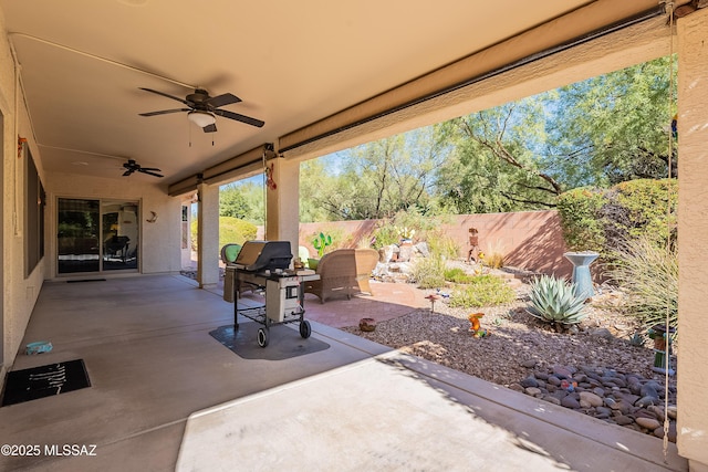 1328 N Mahogany Gulch Ln, Green Valley, AZ 85614 - view of patio featuring a ceiling fan and an outdoor living space