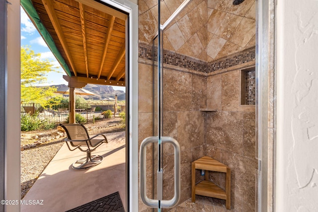 bathroom featuring a stall shower