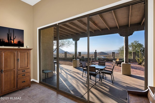 17950 S Via El Caballo Prieto, Vail, AZ 85641 - fenced backyard with outdoor dining space, a patio area, and a mountain view