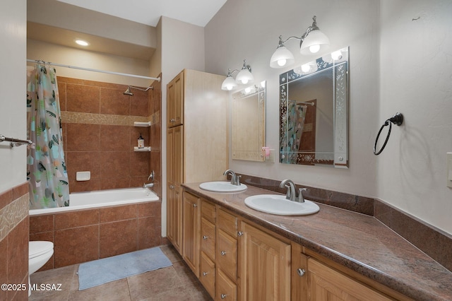 17950 S Via El Caballo Prieto, Vail, AZ 85641 - bathroom with tile patterned flooring, tiled shower / bath, and double vanity