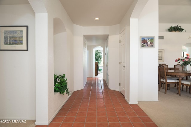 14670 N Wonderview Dr, Oro Valley, AZ 85755 - corridor featuring recessed lighting, tile patterned flooring, and arched walkways