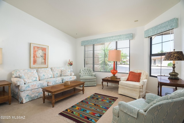14670 N Wonderview Dr, Oro Valley, AZ 85755 - living area with light carpet and vaulted ceiling