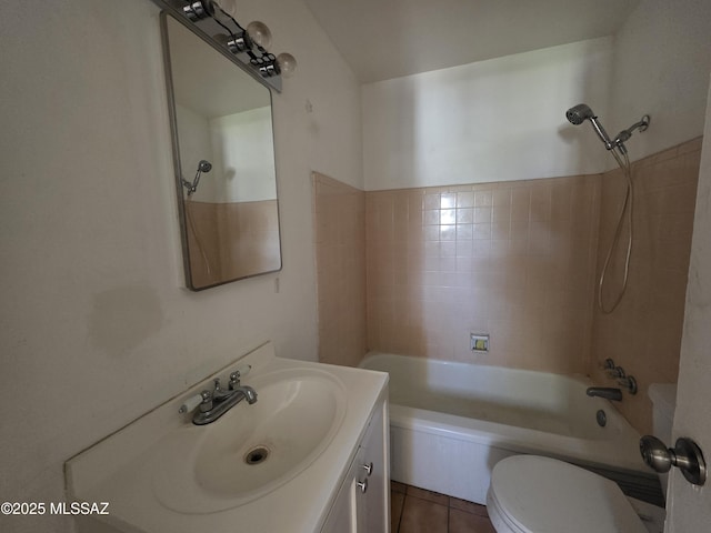 3638 S Bronson Ave, Tucson, AZ 85713 - full bathroom featuring toilet, vanity, bathtub / shower combination, and tile patterned flooring