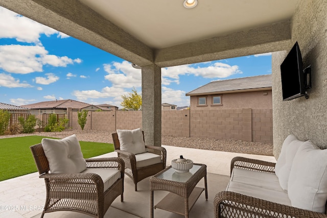 11479 N Desert Calico Loop, Tucson, AZ 85742 - view of patio / terrace with a fenced backyard and an outdoor hangout area