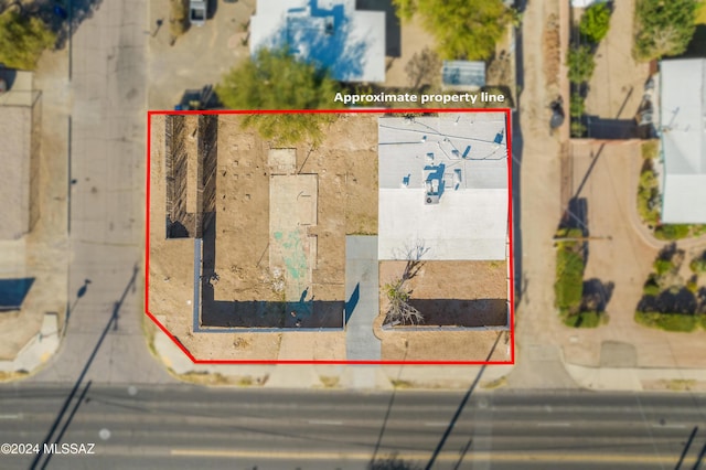 4029 E Fort Lowell Rd, Tucson, AZ 85712 - aerial overview of property's location with property parcel outlined