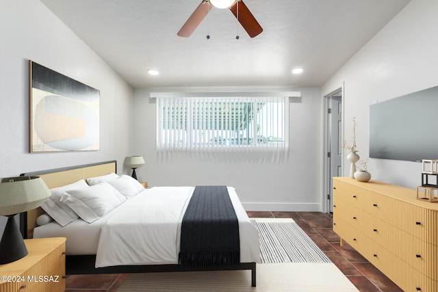 4367 N Radin Ave, Tucson, AZ 85705 - bedroom with baseboards, a ceiling fan, and recessed lighting