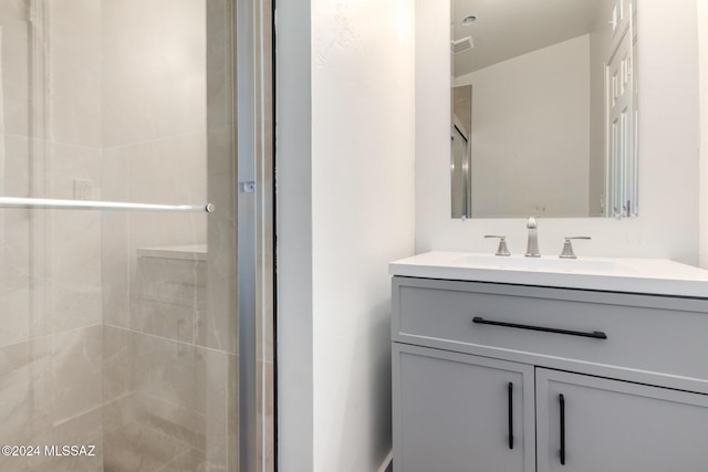 4367 N Radin Ave, Tucson, AZ 85705 - bathroom featuring a stall shower, vanity, and visible vents