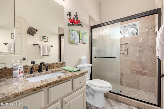 1497 W Carmel Pointe Dr, Oro Valley, AZ 85737 - bathroom with tiled shower, toilet, and vanity