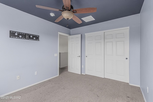 10560 E Forest Falls Ct, Tucson, AZ 85747 - unfurnished bedroom with carpet, a closet, baseboards, and a ceiling fan