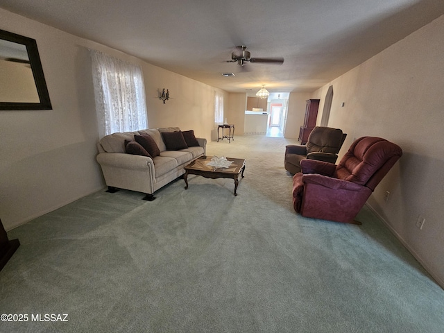 1760 W Airport Rd, Willcox, AZ 85643 - carpeted living area with a ceiling fan