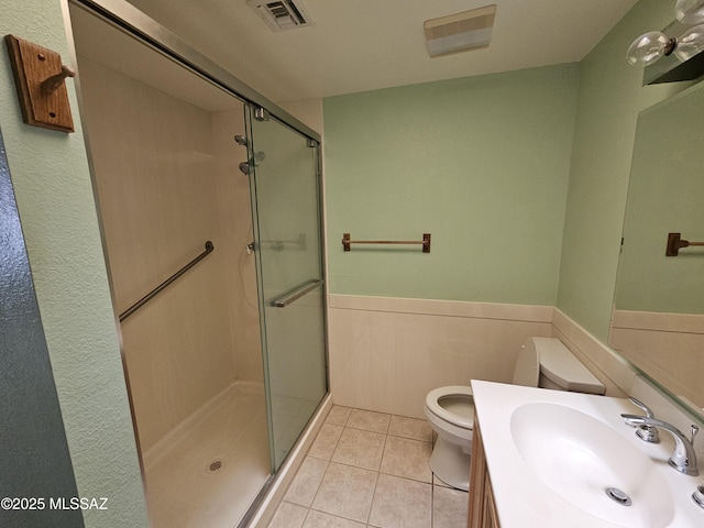 1760 W Airport Rd, Willcox, AZ 85643 - full bathroom with toilet, a shower stall, vanity, and tile patterned flooring