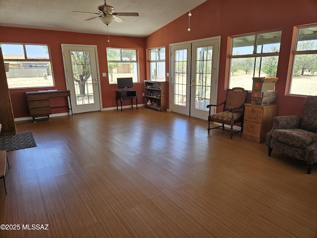 1760 W Airport Rd, Willcox, AZ 85643 - sunroom / solarium featuring french doors, lofted ceiling, and healthy amount of natural light