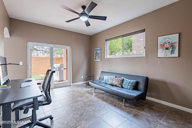 4296 N Rillito Creek Pl, Tucson, AZ 85719 - home office featuring ceiling fan and baseboards