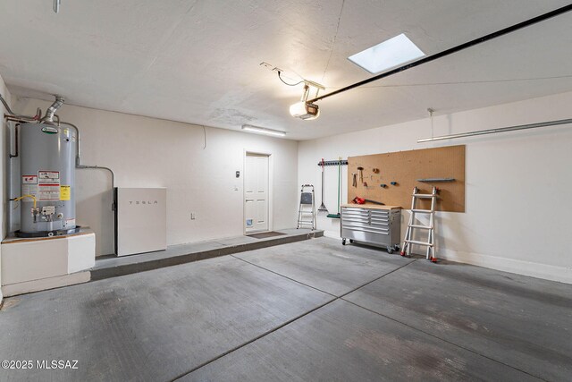 4296 N Rillito Creek Pl, Tucson, AZ 85719 - garage with gas water heater, a garage door opener, and baseboards