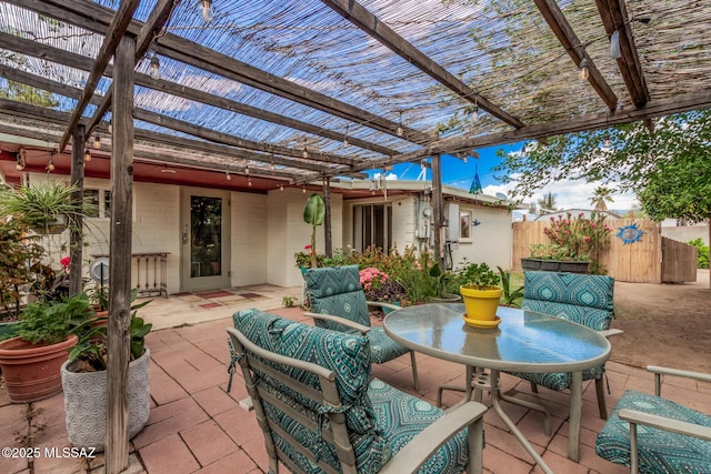 8360 E Mary Dr, Tucson, AZ 85730 - view of patio / terrace featuring a pergola and fence