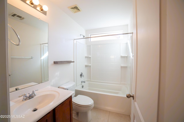 14333 S Camino Vallado, Sahuarita, AZ 85629 - bathroom with toilet, vanity, shower / bath combination, and tile patterned floors