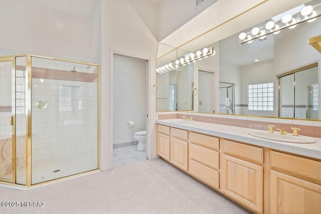 11126 N Guava Dr, Oro Valley, AZ 85737 - full bath with a shower stall, toilet, and tile patterned flooring