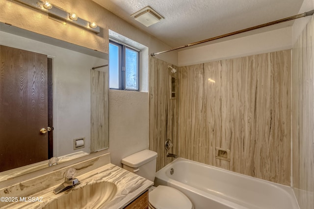 2777 N Treat Ave, Tucson, AZ 85716 - full bathroom with shower / bath combination, toilet, a textured ceiling, and vanity