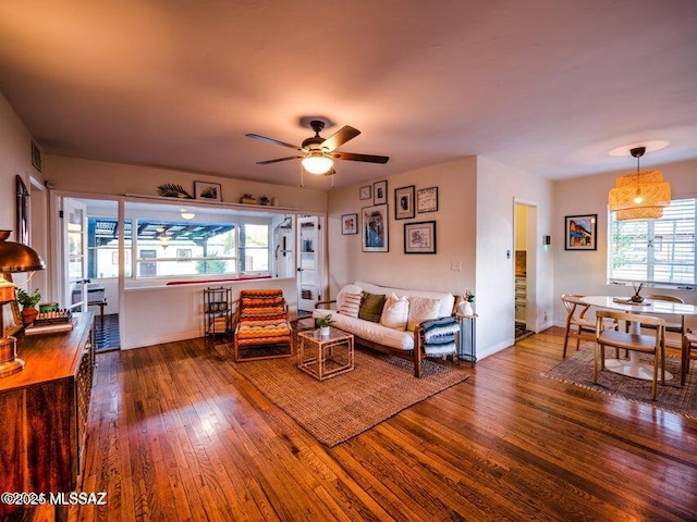 1700 N Winstel Blvd, Tucson, AZ 85716 - living area with hardwood / wood-style floors, healthy amount of natural light, and ceiling fan