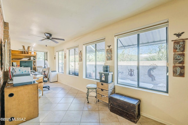 5800 N Placita Esplendora, Tucson, AZ 85718 - home office with ceiling fan, baseboards, and light tile patterned floors