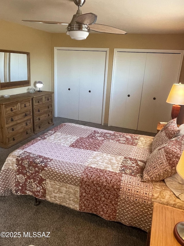 360 W Camino Del Sonador, Green Valley, AZ 85614 - carpeted bedroom featuring multiple closets and a ceiling fan
