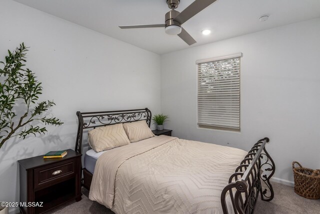 7988 S Bonanza Park Dr, Tucson, AZ 85747 - bedroom featuring carpet floors, a ceiling fan, baseboards, and recessed lighting