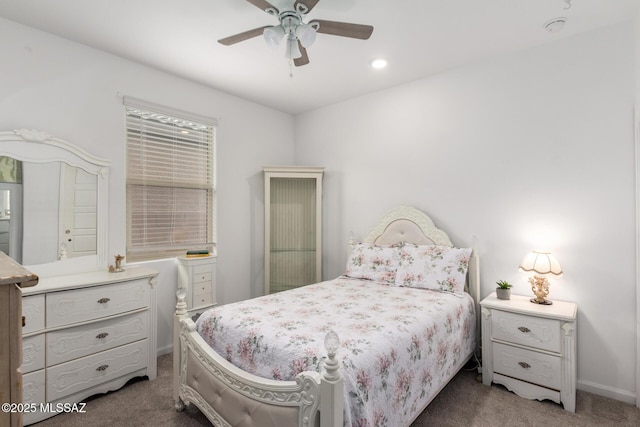 7988 S Bonanza Park Dr, Tucson, AZ 85747 - carpeted bedroom featuring baseboards, recessed lighting, and ceiling fan