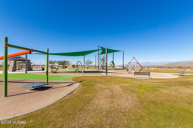 7988 S Bonanza Park Dr, Tucson, AZ 85747 - communal playground featuring a lawn, a gazebo, and a mountain view