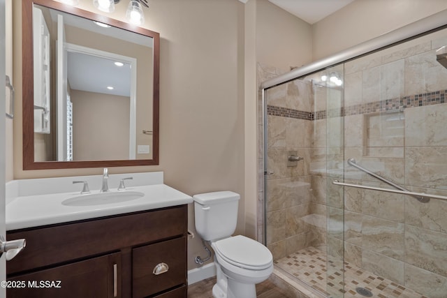 60922 E Arbor Basin Rd, Oracle, AZ 85623 - full bathroom featuring toilet, vanity, and a shower stall