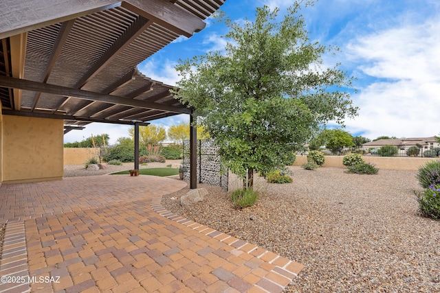 60922 E Arbor Basin Rd, Oracle, AZ 85623 - fenced backyard featuring a patio and a pergola