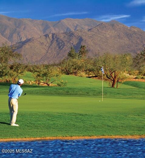 60922 E Arbor Basin Rd, Oracle, AZ 85623 - view of home's community featuring view of golf course, a mountain view, and an area to practice putting